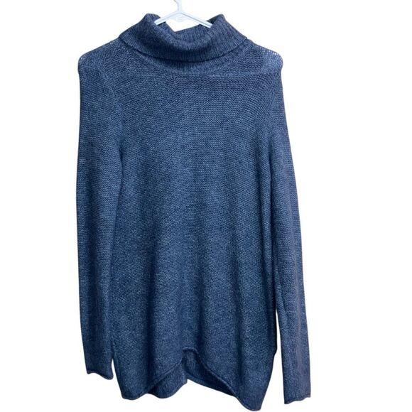 515. Abercrombie & fitch blue turtle neck split back tunic sweater - Picture 1 of 7